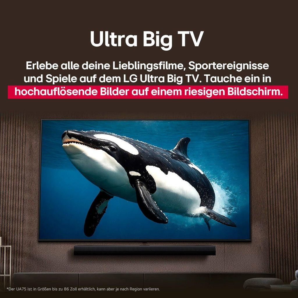 LG UHD AI 43UA75006LA 43 Zoll (109 cm) 4K Smart TV Active HDR webOS, Schwarz