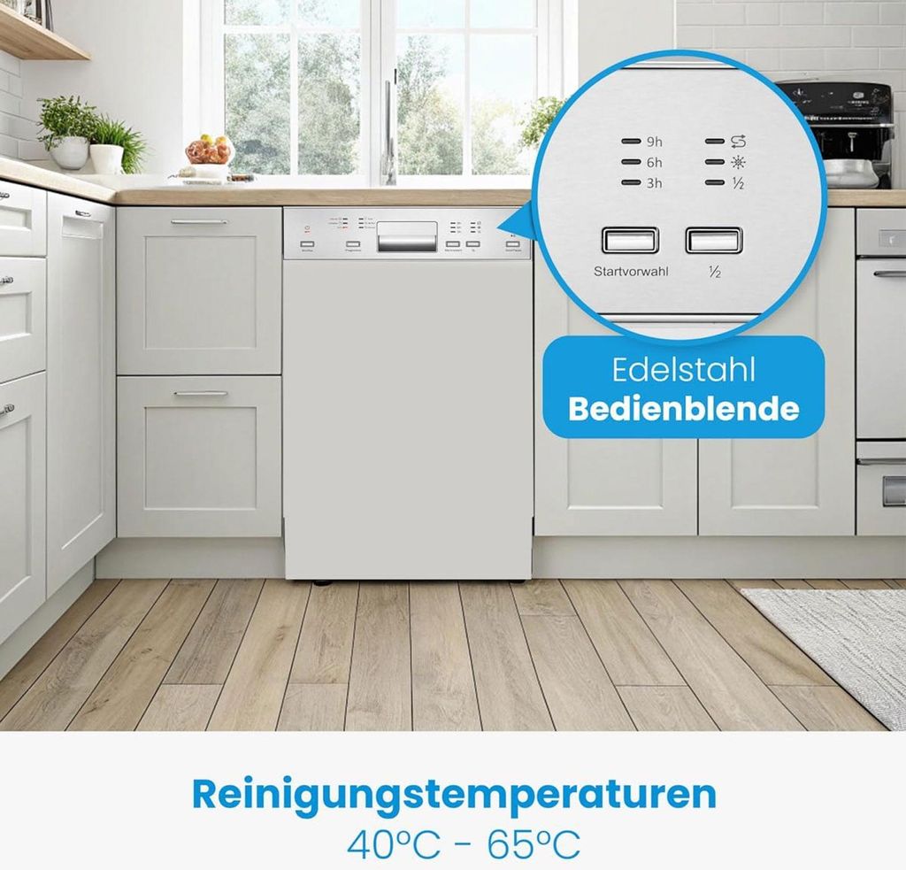 Bomann Geschirrspüler 60cm, teilintegrierte Ausführung, sehr leise, automatische Türöffnung, inkl. Aquastop, 40° - 65°C, 6 Programme - GSPE 7423 TI