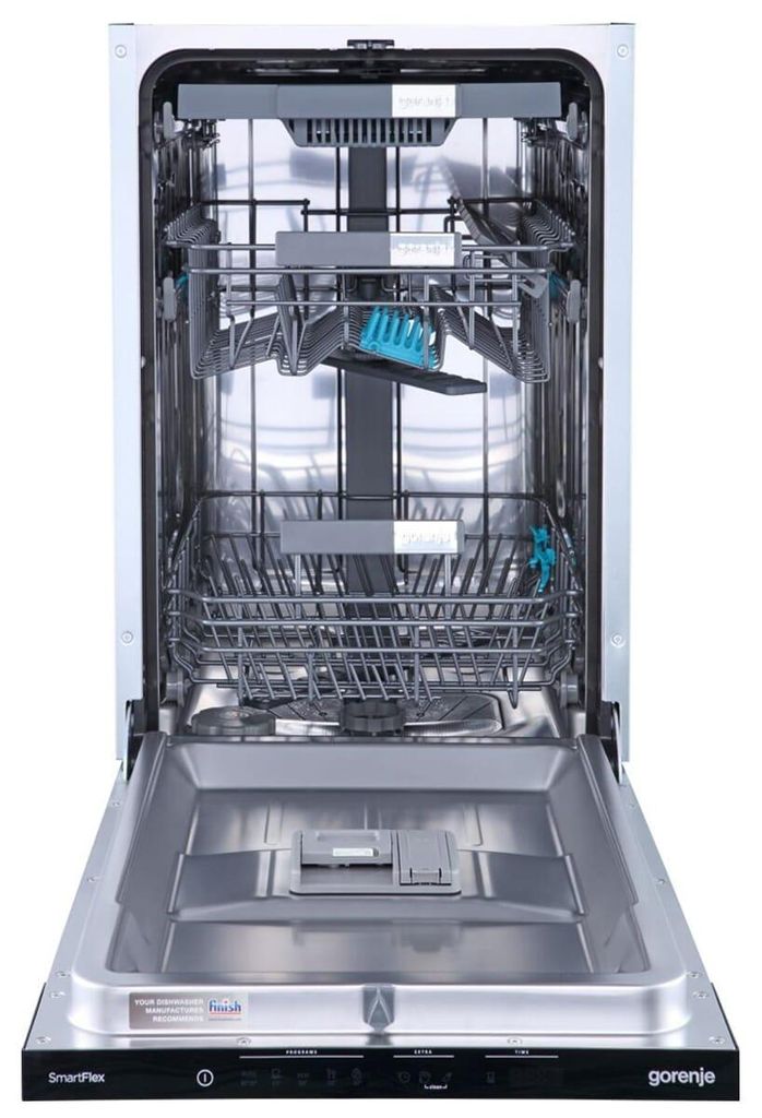 gorenje GV583C10 vollintegrierter Geschirrspüler 45 cm, Voll integriert, Single (45 cm breit), Weiß, Berührung, 3 Korb/Körbe, Korb