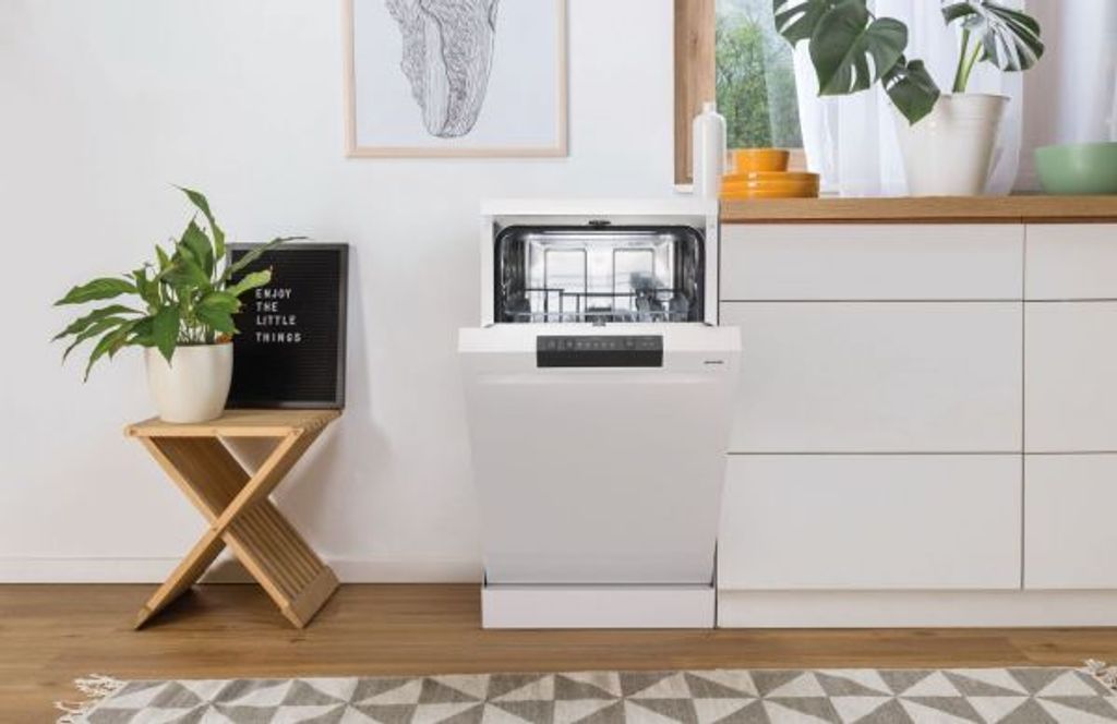 gorenje GS520E15W Freistehender Geschirrspüler 45cm Weiß - 9 Maßgedecke - 4 Programme - Besteckkorb - Edelstahlbottich - AquaStop - Selbstreinigender Filter - 3 in 1 - Funktion