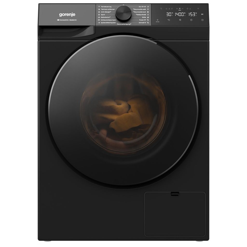 gorenje W53G494A1P1B Waschmaschine G400, 9 kg Fassunvermögen, 1400 U/min., WLAN, SteamTech, Frontlader, schwarz