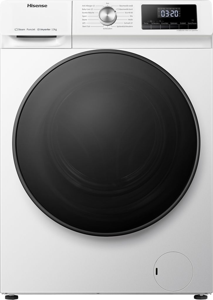 Hisense WFQA1214EVJM Waschmaschine Frontlader 12 kg - 1400 U/min. - 9 Programme - AquaStop, Weiß